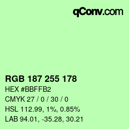 Color code: RGB 187 255 178 | qconv.com