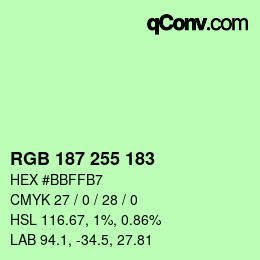 Color code: RGB 187 255 183 | qconv.com