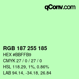 Color code: RGB 187 255 185 | qconv.com