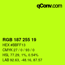 Color code: RGB 187 255 19 | qconv.com