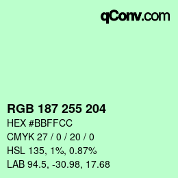 Color code: RGB 187 255 204 | qconv.com