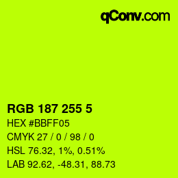 Color code: RGB 187 255 5 | qconv.com