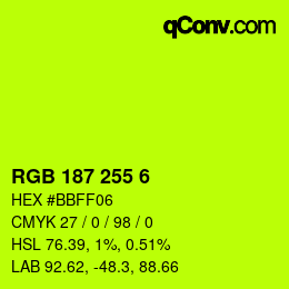 Color code: RGB 187 255 6 | qconv.com