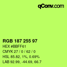 Color code: RGB 187 255 97 | qconv.com