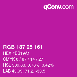 Color code: RGB 187 25 161 | qconv.com