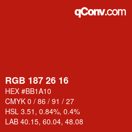 Color code: RGB 187 26 16 | qconv.com
