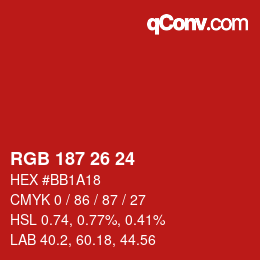 Color code: RGB 187 26 24 | qconv.com