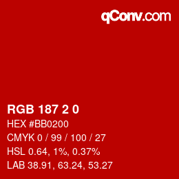 カラーコード: RGB 187 2 0 | qconv.com