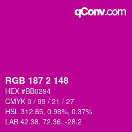 Color code: RGB 187 2 148 | qconv.com