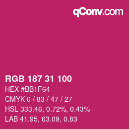 Color code: RGB 187 31 100 | qconv.com