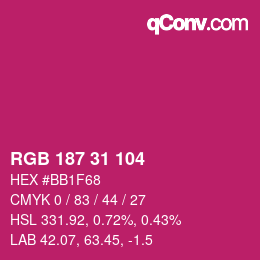 Color code: RGB 187 31 104 | qconv.com