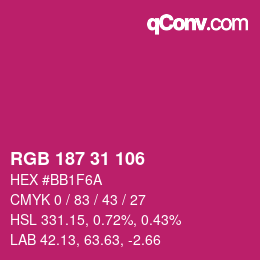 Color code: RGB 187 31 106 | qconv.com