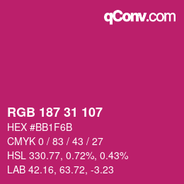 Color code: RGB 187 31 107 | qconv.com