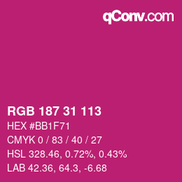 Color code: RGB 187 31 113 | qconv.com