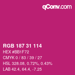 Color code: RGB 187 31 114 | qconv.com