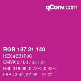 Color code: RGB 187 31 140 | qconv.com