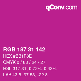 Color code: RGB 187 31 142 | qconv.com