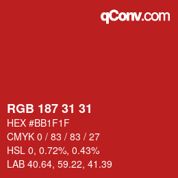 Color code: RGB 187 31 31 | qconv.com