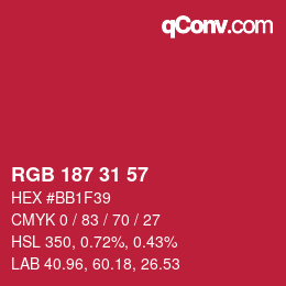 Color code: RGB 187 31 57 | qconv.com