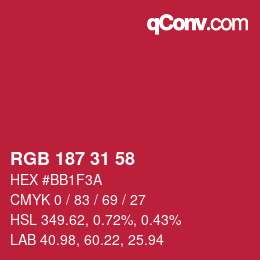 Color code: RGB 187 31 58 | qconv.com