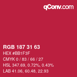 Color code: RGB 187 31 63 | qconv.com