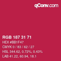Color code: RGB 187 31 71 | qconv.com