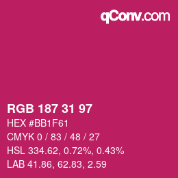 Color code: RGB 187 31 97 | qconv.com