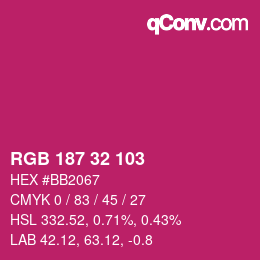 Color code: RGB 187 32 103 | qconv.com