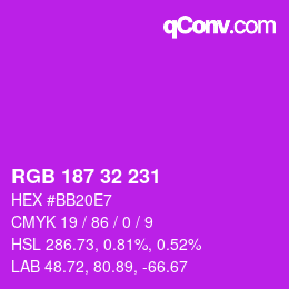 Color code: RGB 187 32 231 | qconv.com