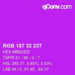 Color code: RGB 187 32 237 | qconv.com