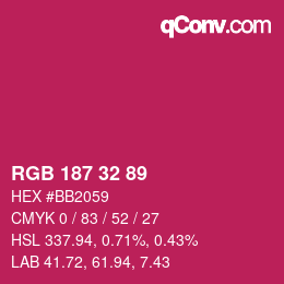 Color code: RGB 187 32 89 | qconv.com