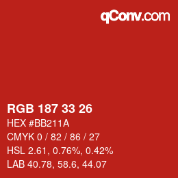 Color code: RGB 187 33 26 | qconv.com