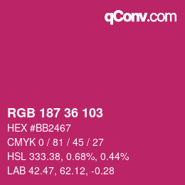 Color code: RGB 187 36 103 | qconv.com