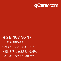 颜色代码: RGB 187 36 17 | qconv.com