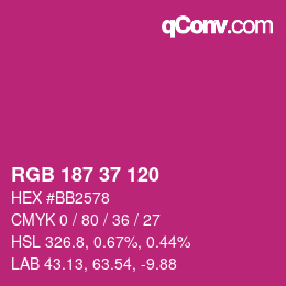 Color code: RGB 187 37 120 | qconv.com