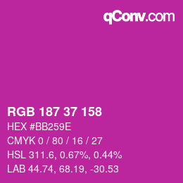 Color code: RGB 187 37 158 | qconv.com