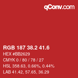 カラーコード: RGB 187 38.2 41.6 | qconv.com