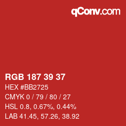Color code: RGB 187 39 37 | qconv.com
