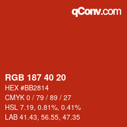 Código de color: RGB 187 40 20 | qconv.com