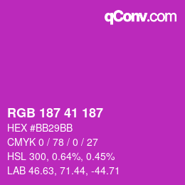 Color code: RGB 187 41 187 | qconv.com