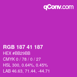颜色代码: RGB 187 41 187 | qconv.com