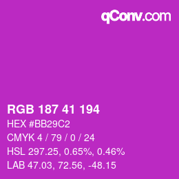 Color code: RGB 187 41 194 | qconv.com