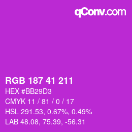 颜色代码: RGB 187 41 211 | qconv.com