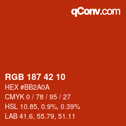 カラーコード: RGB 187 42 10 | qconv.com