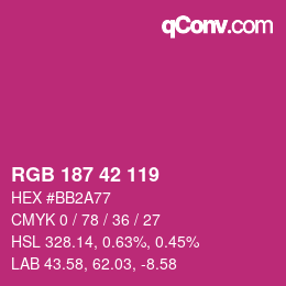 カラーコード: RGB 187 42 119 | qconv.com