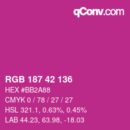 Color code: RGB 187 42 136 | qconv.com