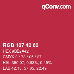 颜色代码: RGB 187 42 66 | qconv.com