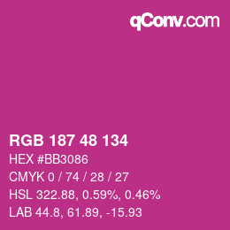 颜色代码: RGB 187 48 134 | qconv.com
