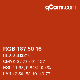 Color code: RGB 187 50 16 | qconv.com