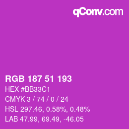 Color code: RGB 187 51 193 | qconv.com
